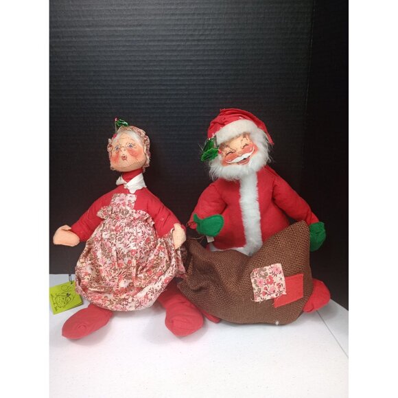 Vintage 1971 Annalee Mobilitee Santa & Mrs Claus Large Dolls